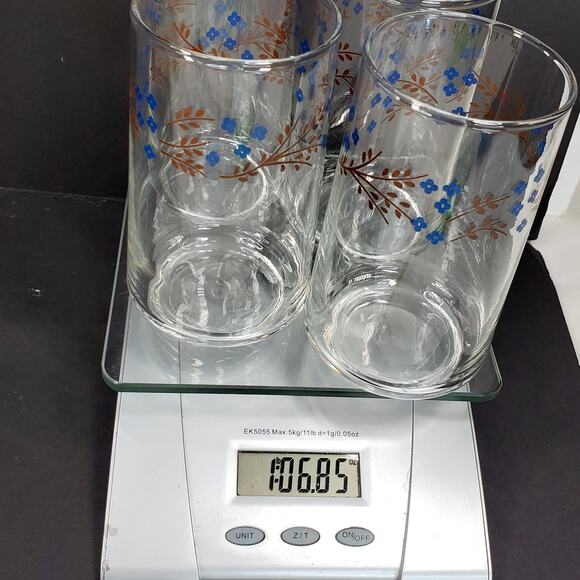 Vtg Termocrisa Lot of 4 Blue Forget Me Not Drinking Glasses Tumblers 4 3/4” - Picture 7 of 7